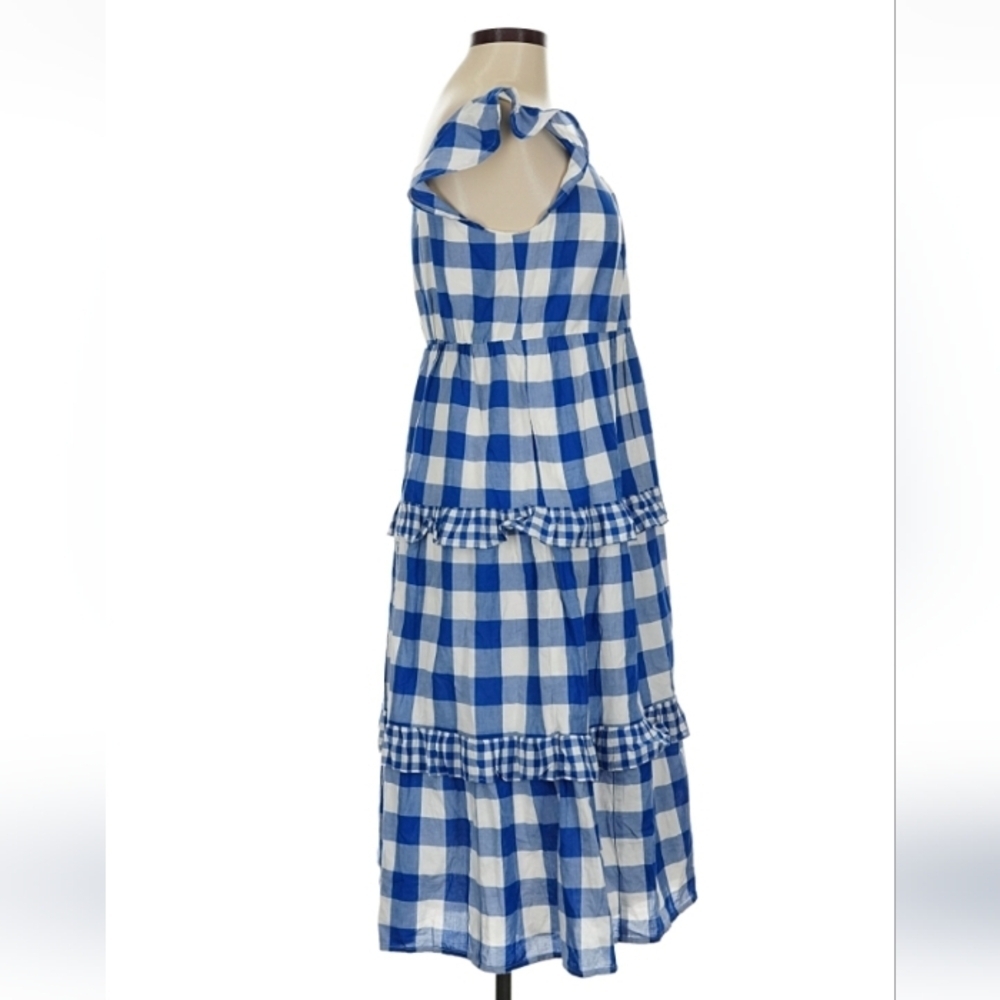 J.Crew Blue Gingham Tiered Midi Dress M $70 Retail - Picture 4 of 10